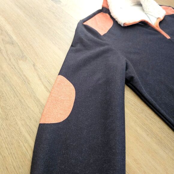 Gray-Black Pullover 1/2 Zip Shirt Jacket Wooly Collar Mens XL Sweatshirt NWOT - Picture 5 of 7